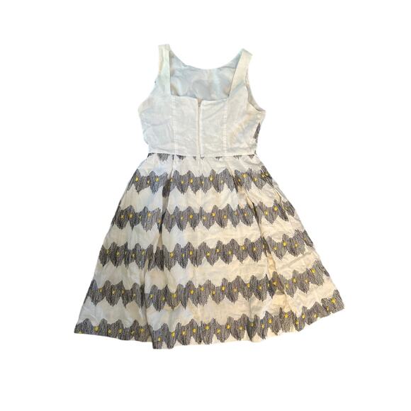 Women 4 Anthropologie Corey Lynn Calter Cream Linen Embroidered Fit Flare Dress - Picture 4 of 6